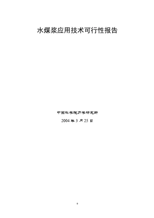 水煤浆应用技术可行性报告