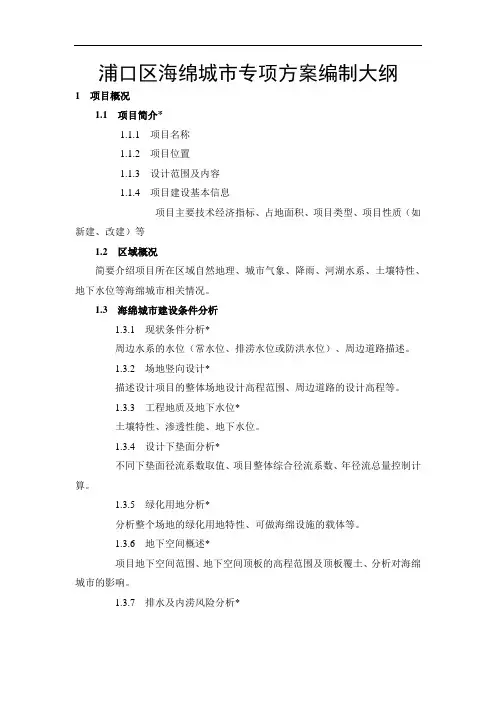 海绵城市专项方案编制大纲