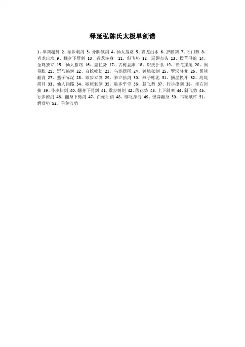 释延弘陈氏太极单剑谱