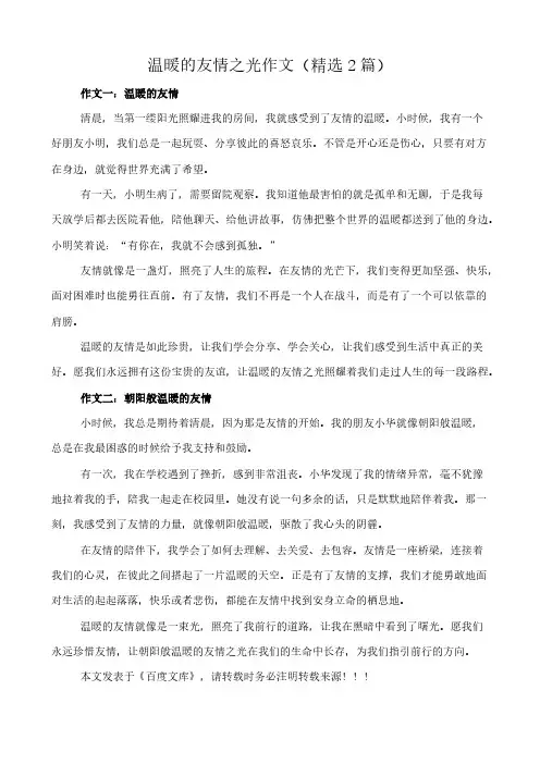温暖的友情之光 作文(精选2篇)