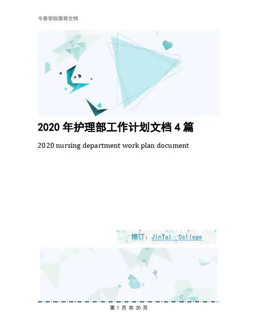 2020年护理部工作计划文档4篇
