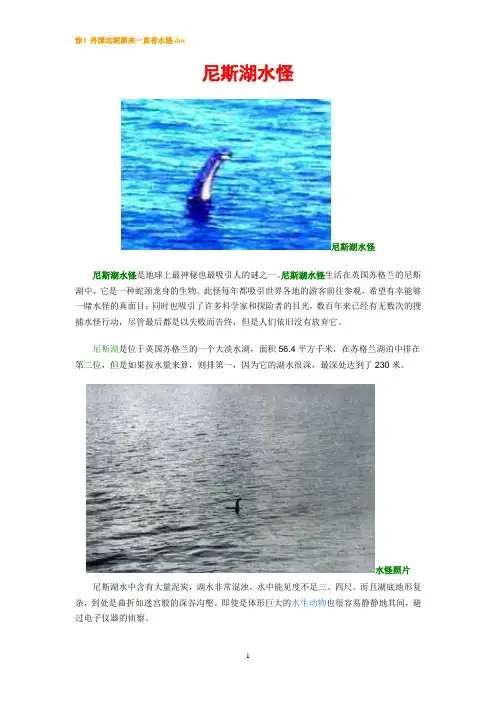 惊!外国这湖原来一直有水怪