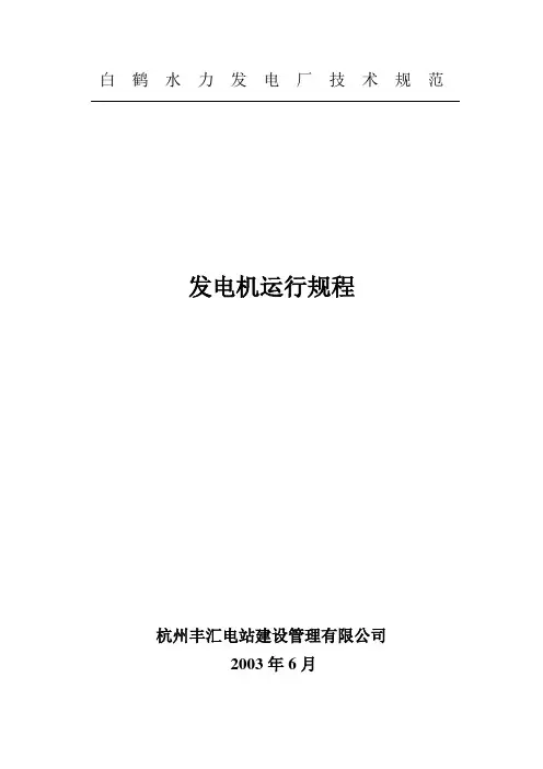 发电机运行规程