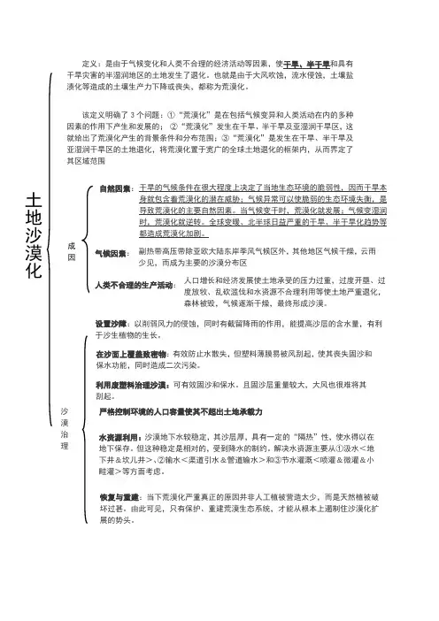 土地沙漠化原因及其治理措施