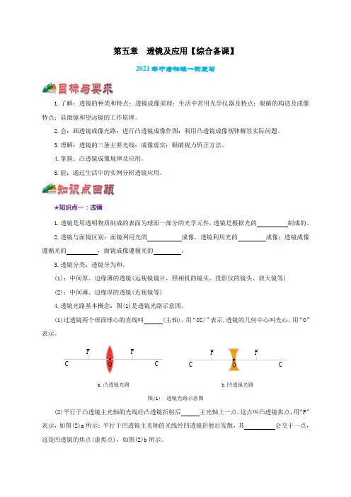 2021届中考物理一轮复习 考点5  透镜及应用【讲解】