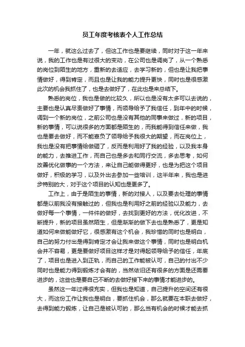 员工年度考核表个人工作总结