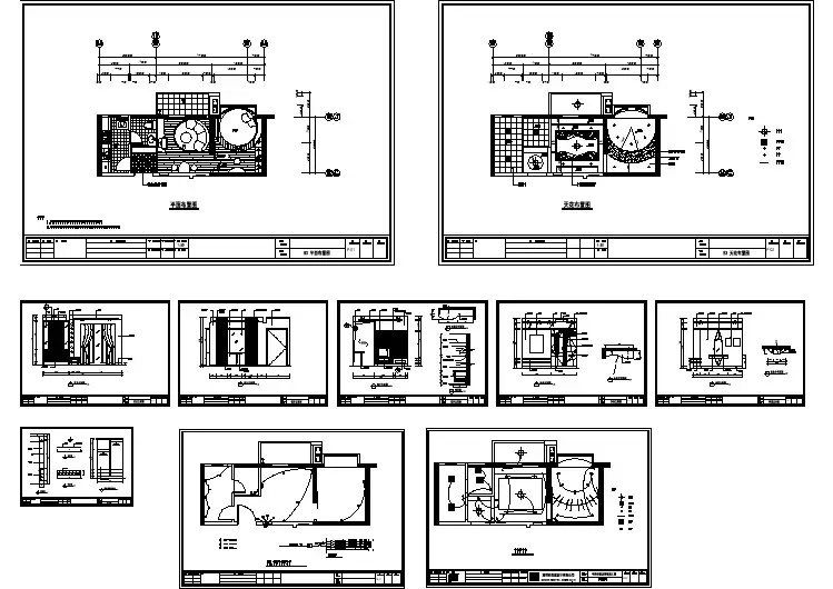 一室小户型公寓室内装修cad平面施工图