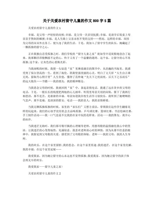 关于关爱农村留守儿童的作文800字5篇