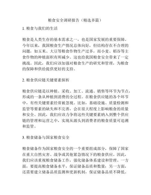 粮食安全调研报告(精选多篇)