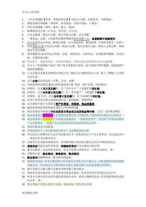 会计基础易错知识点汇编