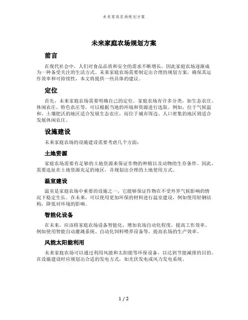 未来家庭农场规划方案
