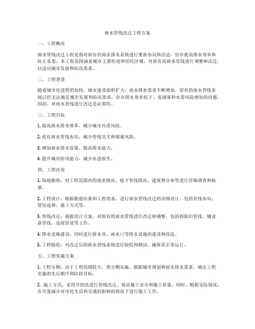 雨水管线改迁工程方案