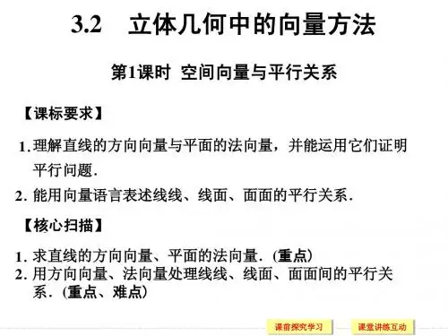 高中数学3-2第1课时空间向量与平行关系