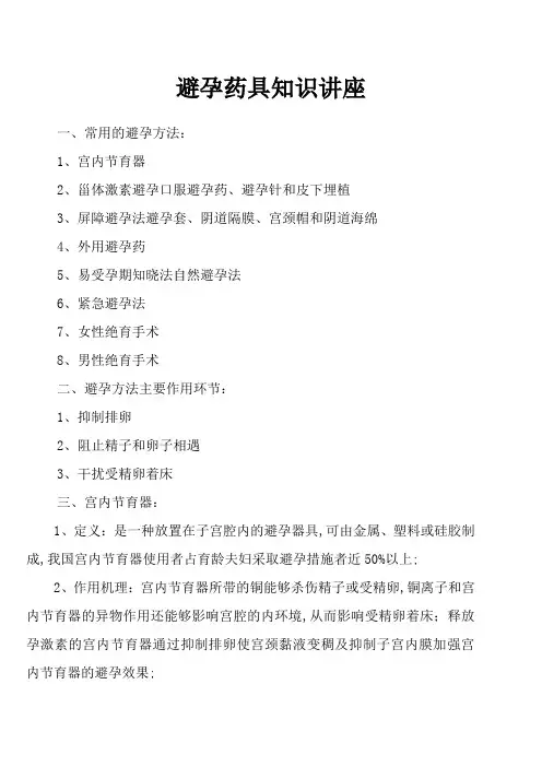 避孕药具知识讲座