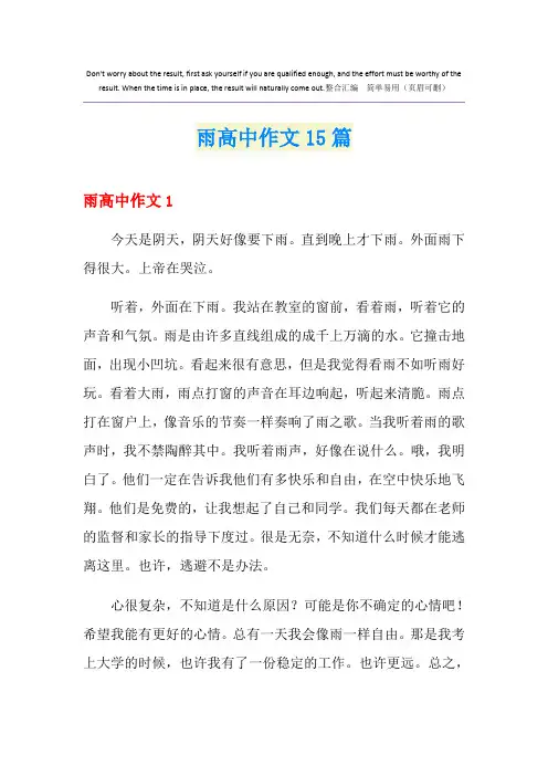 雨高中作文15篇