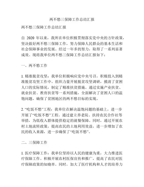 两不愁三保障工作总结汇报