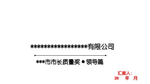 政府质量奖现场汇报模板-领导篇