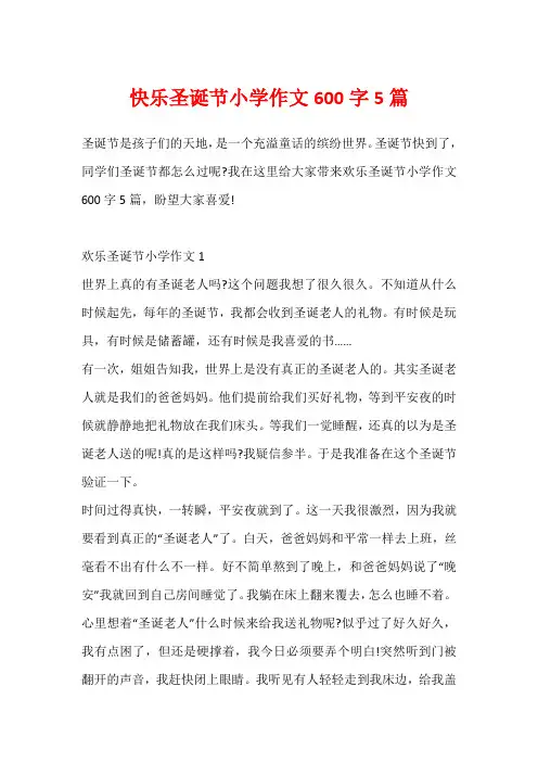 快乐圣诞节小学作文600字5篇
