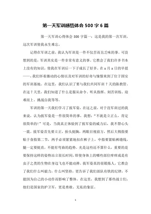 第一天军训感悟体会500字6篇