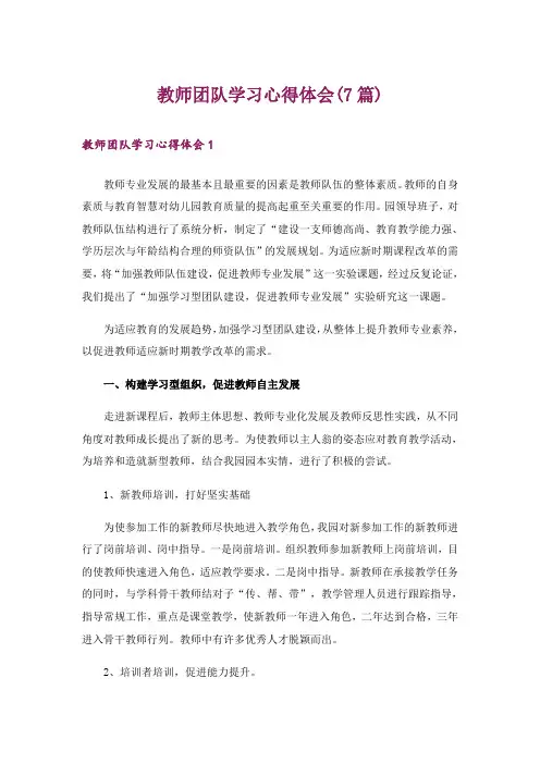 教师团队学习心得体会(7篇)