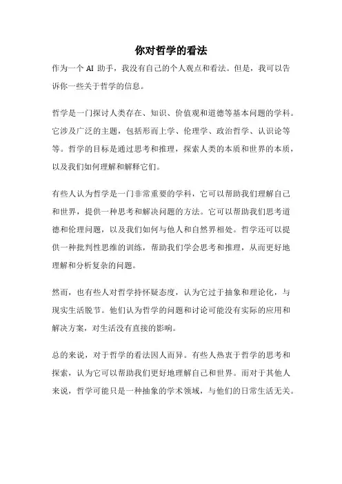 你对哲学的看法