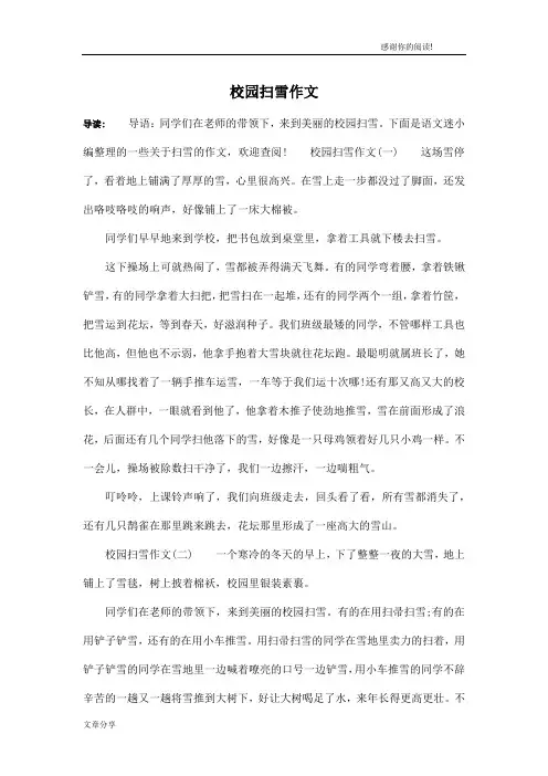 校园扫雪作文