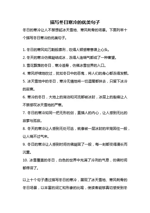 描写冬日寒冷的优美句子