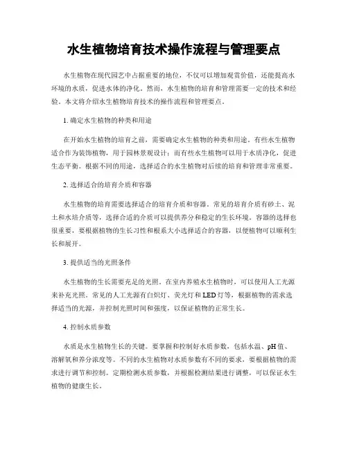 水生植物培育技术操作流程与管理要点