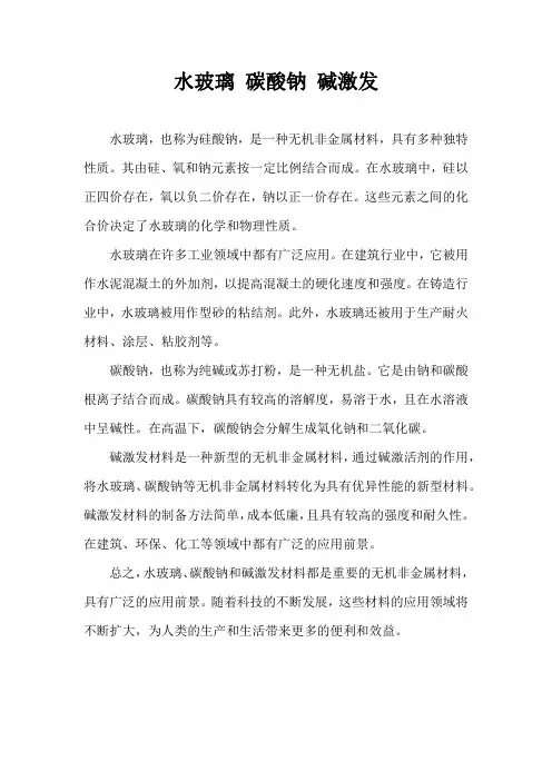 水玻璃 碳酸钠 碱激发