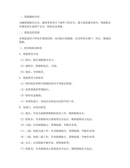 船舶防抗风专项紧急预案