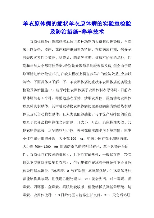羊衣原体病的症状 羊衣原体病的实验室检验及防治措施 - 养羊技术