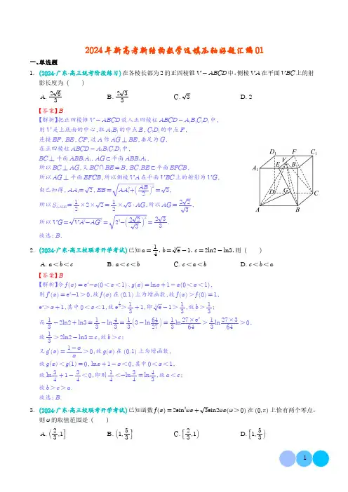 2024年新高考新结构数学选填压轴好题汇编(解析版)