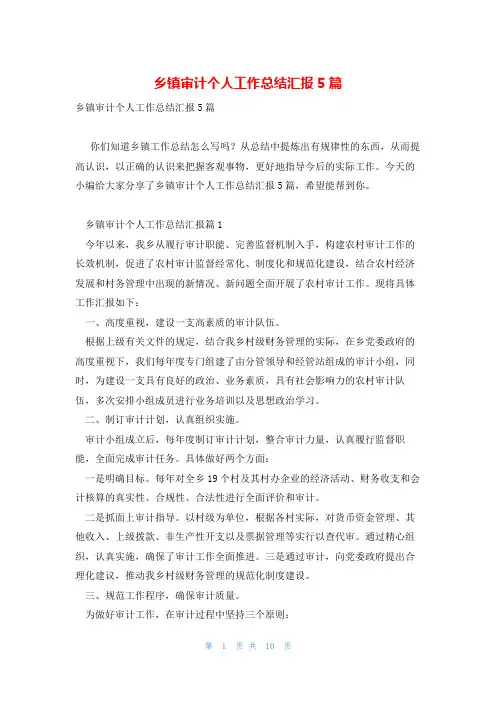 乡镇审计个人工作总结汇报5篇
