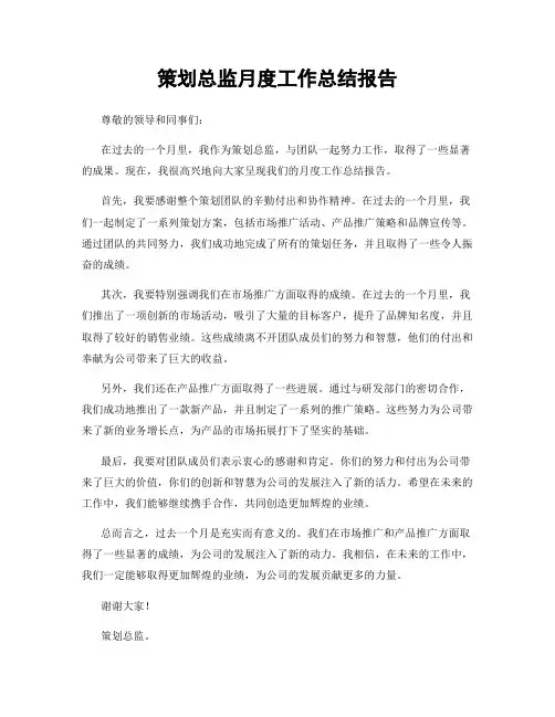 策划总监月度工作总结报告