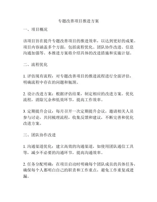 专题改善项目推进方案