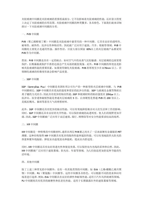 夹胶玻璃中间膜分类