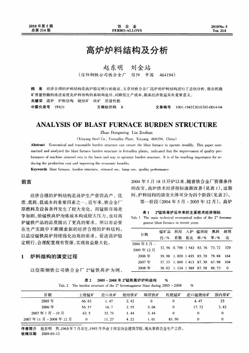 高炉炉料结构及分析