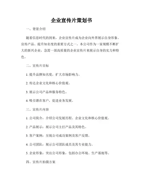 企业宣传片策划书