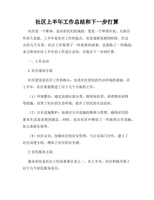 社区上半年工作总结和下一步打算