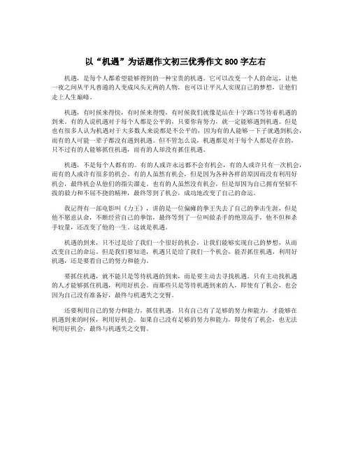 以“机遇”为话题作文初三优秀作文800字左右 3