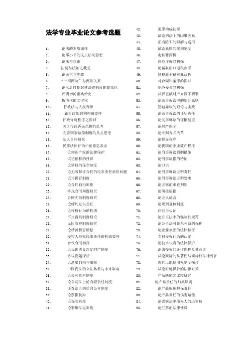 法学专业毕业论文参考选题【范本模板】