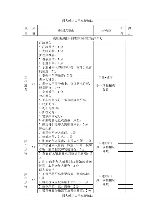 两人或三人平车搬运法