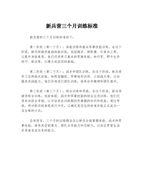 新兵营三个月训练标准