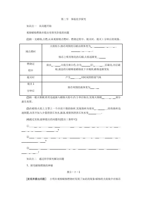 鲁教版九年级化学全册 同步练习：体验化学探究
