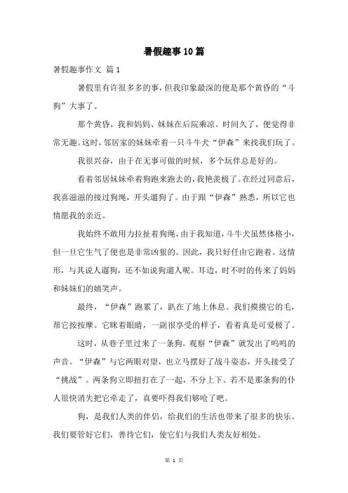 暑假趣事10篇