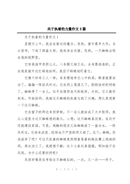 关于执着的力量作文3篇
