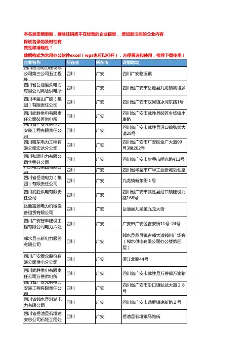 2020新版四川广安电力企业公司名录名单黄页联系方式大全135家