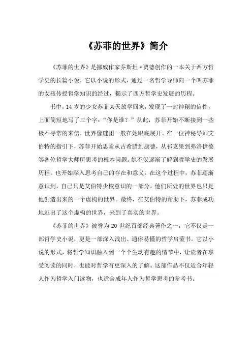 《苏菲的世界》简介