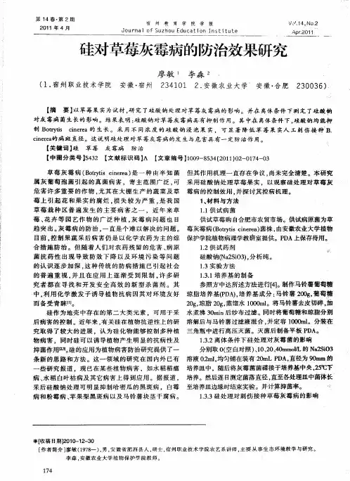 硅对草莓灰霉病的防治效果研究
