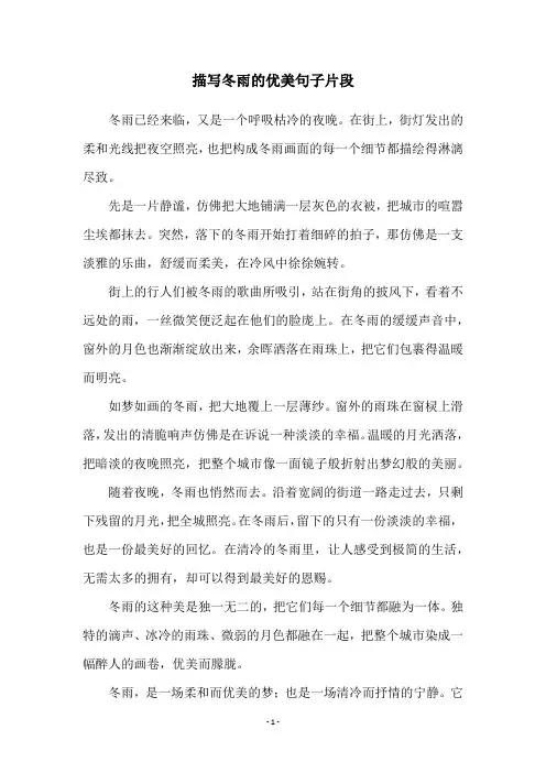 描写冬雨的优美句子片段
